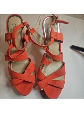 Scene Orange Strappy Platform Heels